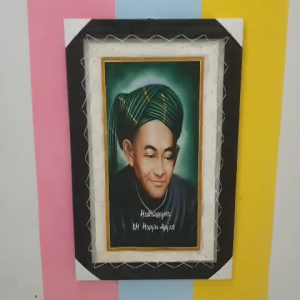 Hiasan Dinding Lukisan K.H. Hasyim AsyAri Jumbo Sablon Asli Kulit KAmbing