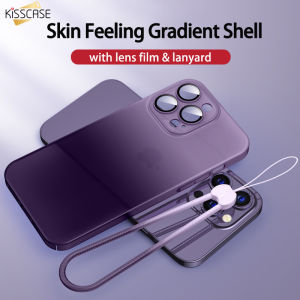 [Kèm Miếng Dán Ống Kính + Dây Đeo] KISSCASE Cho IPhone 14 Pro/IPhone14 Pro Max /14 Plus IPhone 13/13 Pro/13 Pro Max IPhone 12 Pro IPhone 11 Ốp Điện Thoại Cứng Phủ Sương Cảm Giác Da Chuyển Sắc
