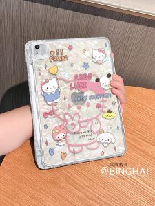Kitty Cat Pattern iPad pro 11 2025 Case Silicone Material Tri-Fold Design Anti-Fall with Pen Slot Cute Cartoon Style Protection