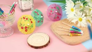 50pcs 10cm Paper Umbrella Disposable Umbrella Stick Bamboo Umbrella Toothpick For Cocktail Decoration