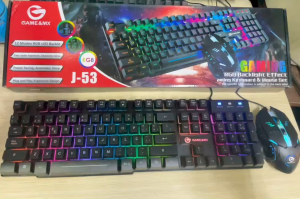Combo bàn phím chuột giả cơ J-53 (Màu đen) Đèn LED RGB 12 chế độ hiệu ứng cực đẹp chuột 6D chuyên game (Shop Siêu Rẻ)
