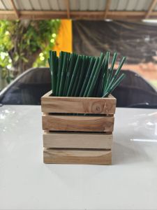 ที่วางแก้ว ใส่หลอด 3ช่อง มีซี่รอบตัว แต่งร้าน คาเฟ่ มีคลาส