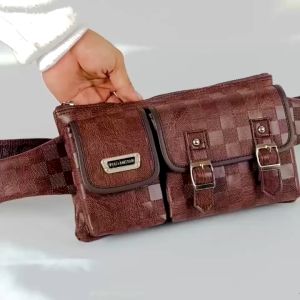 POLO AMSTAR Tas Selempang Pria Kulit PU Sintetis Anti Air WaistBag MultiFungsi