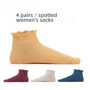 Bb Womens Socks Cotton Breathable Moisture Wicking Mid-Calf No-Show Lace Trim Adult Summer Spring Autumn Winter Home Wear