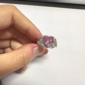 Huitan Hình Trái Tim Nhẫn Nữ Màu Hồng CZ Dát Lãng Mạn Cưới Nhẫn Đính Hôn Duyên Dáng Nữ Trang Sức Dự Tiệc Phụ Kiện