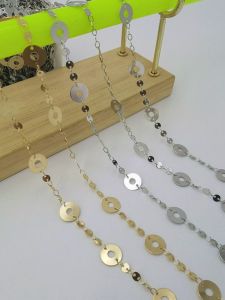 Double-Hole Shiny Copper Chain Plated Material Eyeglass Hanging Chain DIY Jewelry Gold Silver Ear Ring Pendant Fresh out