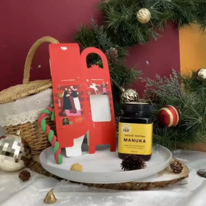 Natures Nutrition Raw Honey Christmas gift box 500g x 4 (2024 random color box - box unfolded)