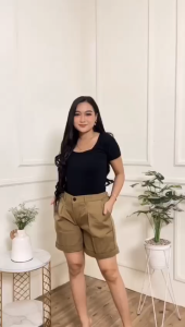 Celana Pendek Wanita - CPW714 Hotpants Wanita Dewasa Bahan Katun Drill Ukuran MLXL