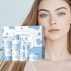 Laikou | LAIKOU Milk Glowing Skincare Set 5pcs Hydrating Smoothing Improve Texture Reveal Radiance Refine Firmness