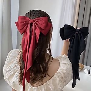 【Bestella💗COD】Jepit Rambut Pita Besar Korea Elegan Panjang Pita Rambut Ornamen rambut busur lembut