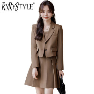 RYRYSTYLE Dresses Women New Style 2024 Off White Suit Jacket For Women In Spring And Autumn Small Stature Short Casual Suit Dress Professional Set 1289