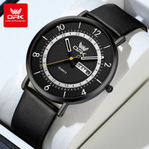 OPK Jam Tangan Pria Dewasa Mewah Elegan 2024 Original Anti Air Tali Kulit Kalender Jam Tangan Kasual Cowok Free Box COD