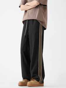 Quần Dài Nam Ống Đứng Sọc Cổ Điển Nhanh Khô Thường Ngày Phong Cách Đường Phố Rộng Rãi Đa Năng Quần Dài Thời Trang Mùa Hè