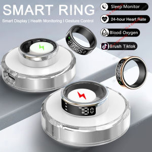 Wireless Charging Smart Ring Display Screen Touch Health Monitor Gesture Swipe Video/Brush Tiktok 5ATM Waterproof Ring Men Women