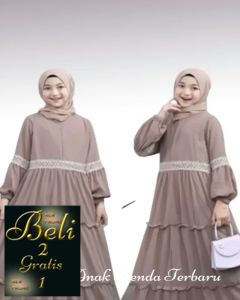 Gamis Anak Crinkle Airflow Premium Abaya Muslimah Lengan Panjang / Abaya Anak Perempuan Crinkle Airflow Elegan Warna Pilihan Mocca-Putih-Burgundi Trend 2025