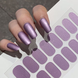 Metal Color Pure Color Nail Stickers Waterproof and Durable 14 Days Full Net Red Style Nail Stickers Nail Accessories DIY