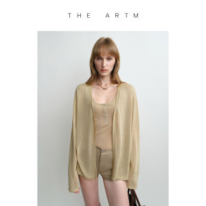 White Silk Copper Ammonia Silk V-Neck Metal Button Knit Cardigan