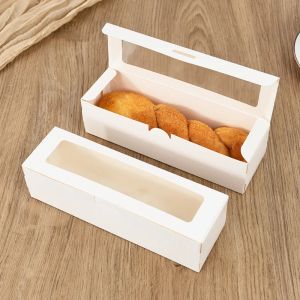 5pcs Rectangle Window Box White Kraft Candy Biscuit Gift Packaging Paper Box for Wedding Birthday Party Boxes Supplies