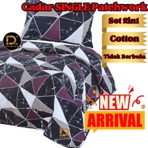 Cadar 2 in 1 Set Single Patchwork Cadar Bedsheet Alas Tilam Jenis Hamparan Sesuai Lelaki Perempuan