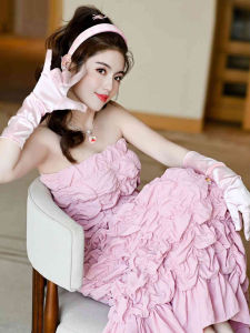 French Style Morning Robe Wedding Dress Lightweight Gown Princess Feel Fishtail Skirt High Waist Long Sleeveless Polyester