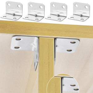 【On Sale】10Pcs Metal Trapeziform Angle Bracket Stainless Steel Furniture Corner Braces Joint Corner Connector for Shelf Cabinet