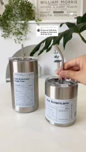 [TẶNG TÚI TRONG SUỐT] Cốc Uống Nước Giữ Nhiệt 600ML Ly Giữ Nhiệt Inox 304 Có Ống Hút Ly Uống Coffee Iced Americano