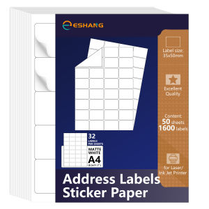 50 Sheets 1600 Labels 32 UP Labels 35x50mm Mailing Labels Shipping Address Labels for Laser/Inkjet Printers Matte White Sticker