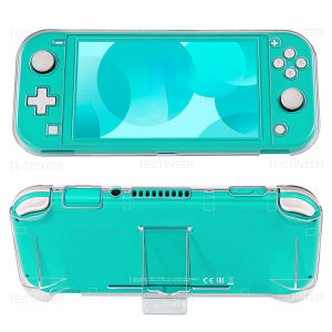 Tectinter | Transparent Protective Case for Nintendo Switch Lite Console Crystal Hard Glitter Cover Shell with Bracket for NS Lite Accessory