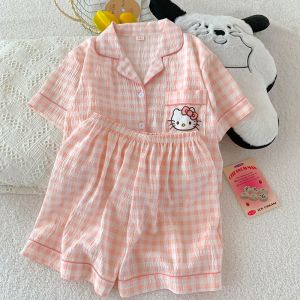 Alisa.Sonya Pajamas for Women New cotton Cartoon Cute Sleepwear Women Home Furnishing Clothes Casual short-sleeved shorts Set