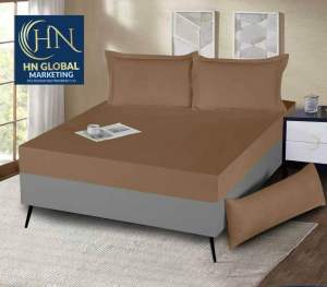 100% Cotton Queen 4in1 /Single Fitted 2in1 Cadar Getah Keliling/Bedsheet Sets/Bedsheet Cadar Plain Pillow Case