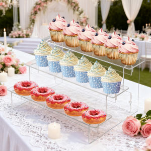 1pc transparent acrylic stepped dessert display rack perfume display rack is suitable  shop cupcakes jewelry lipstick organizer