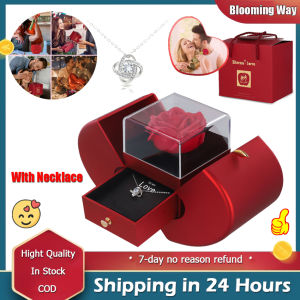 Preserved Rose Gift Box With Necklace - Romantic Birthday Gifts For Girlfriend Wife Her | Luxury Keepsake Present