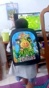 Tocotaz Tas anak sekolah Ransel Gendong Anak Plant Vs Zombie Bonus Tempat Pensil untuk TK Dan SD
