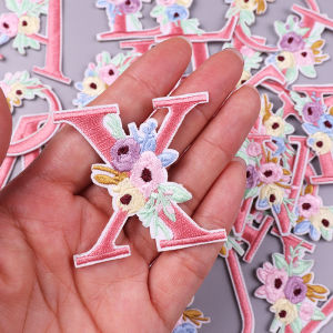 A-Z Letter Flower Patch Iron On Patches For Clothing Random Combination Letter Embroidered Patches On Clothes T shirt Jeans DIY