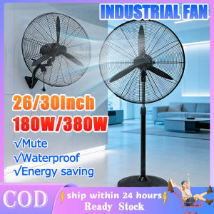 20 26 30 Inch Industrial Fan Heavy Duty Big Industrial Inverter Electric Fan Strong Wind Wall Fan Power Saving Floor Fan Standard Shaking Head Industrial Fan Suitable Strong Wind For Shops Warehouses Factories Night Markets And Farms