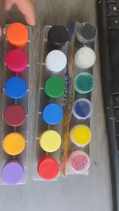 WakayaHome | Washable Poster Paint Colour Set For School 6 / 12 Colours by 20 Grams w/ free paint brush