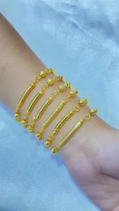 Noin Gelang Tangan Lapis Emas Macam Model Bambu Warna 24 Karat Aksesoris Cewe