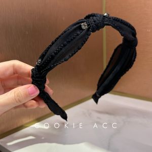 Black Lace Cookie Accessories 2025 New Wave Hairband Headwear Diamond Outdoors Versatile Simple Design Fashionable Hairband