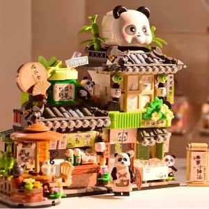 LOZ building blocks small street view takoyaki izakaya foldable house DIY assembly toys childrens gifts