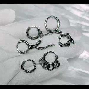 2-1PCS Stainless Steel Punk Snake/Heart Shape Hoop Earrings For Women Ear Piercing Circle Septum Clicker Nose Ring Jewelry