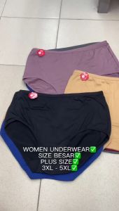 WOMEN PLUS SIZE UNDERWEAR COTTON/SELUAR DALAM SIZE BESAR 3XL-5XL 1 SET 3X PCS READY STOCK MURAH OFFER