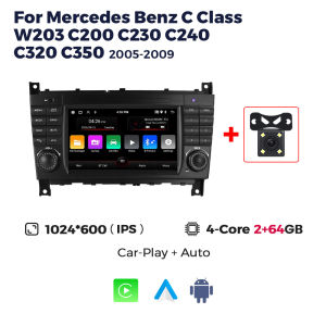 Android Auto Smart Systems Car Radio for Mercedes Benz W203 W209 C180 C200 C220 C230 2005-2009 Multimedia Video Player FM Stereo