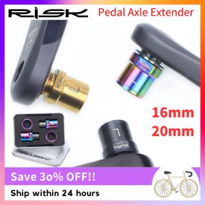 RISK Bicycle Pedal Axle Extenders Bolts Spacers Titanium Ti Alloy Bike Pedal Axle Extenders Bolts 16mm/20mm For MTB Road Bike Pedals
