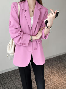 AMILUCK | เสื้อสูทสีแดงสำหรับผู้หญิง ทรงหลวม ปกเสื้อสูท แขนยาว ฤดูใบไม้ร่วง 2025 สไตล์ฮ่องกง เสื้อสูทลำลอง คอลเลกชั่นใหม่