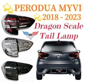PERODUA MYVI 2018-2023 Dragon Scale LED Tail Lamp With Running Signal (SMOKE / ALBINO WHITE / RED+BLACK)