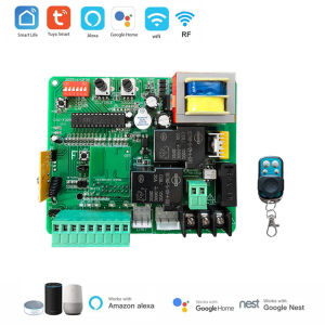 Bo Mạch Điều Khiển Cửa Trượt Wifi Tuya 220V-230V AC Có Đèn LED Báo Hiệu Điều Khiển Từ Xa 433MHz Mạch Điện Cửa Điện