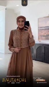 Dress Couple Ibu Dan Anak Perempuan Terbaru 2025 Bahan Ceruty Babydoll Mix Brokat Untuk Lebaran