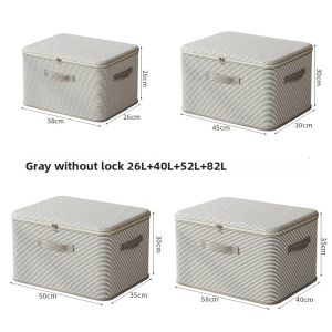 Lockable Foldable Stripe Pattern Non-woven Fabric Clothes Storage Box