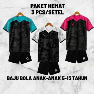 Jersey bola futsal anak paket 3 pcs/setel baju olaharaga anak usia 5-13 tahun baju anak-anak berkualitas nyaman di pakai