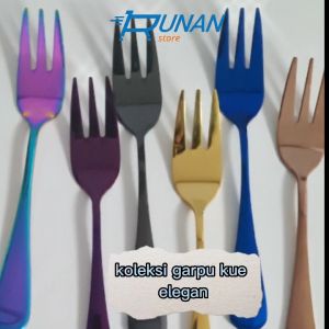 Cake Fork Stainless Garpu Kue Kecil Hitam Hotel Dessert Fork Black